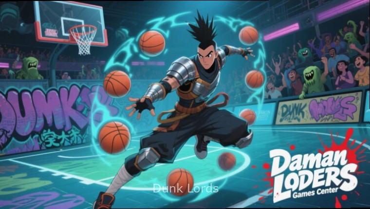 Dunk Lords character selection screen featuring various players with Dunk Lords watermark